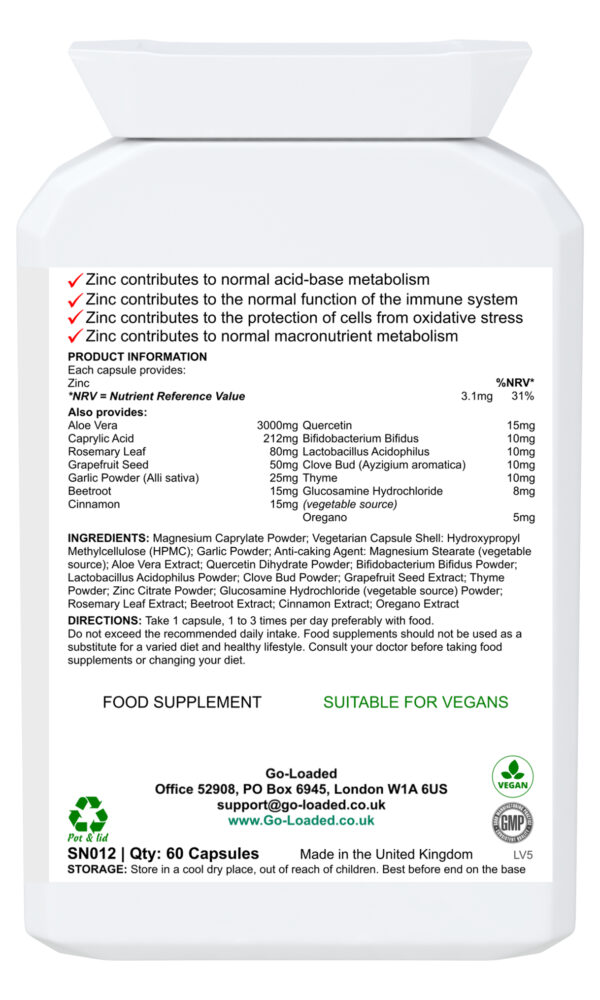 multi-actions pro ingredients label